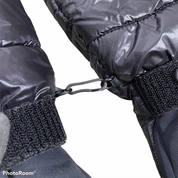 MONCLER Black Long Leather down Puffer Gloves - Picture 5 of 14